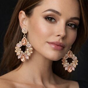Chic Gold and Multicolor Crystal Earrings